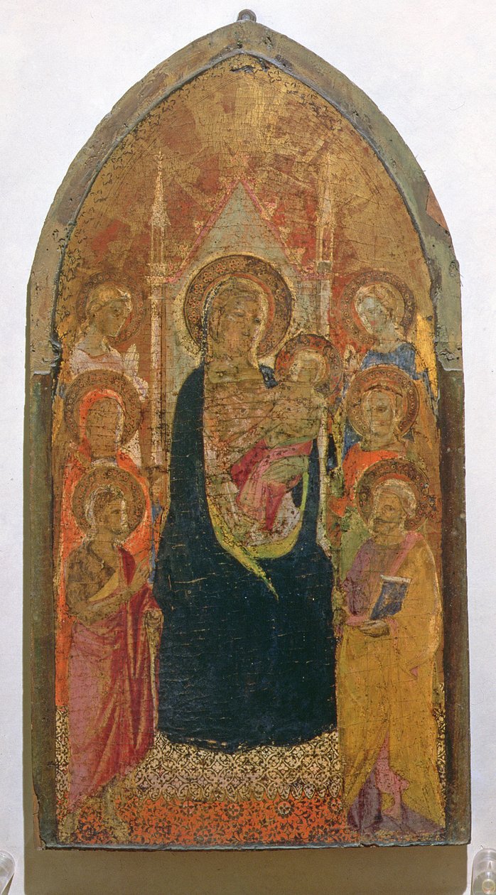 Madonna és gyermeke szentekkel (tempera a panelen) alkotó: Taddeo Gaddi