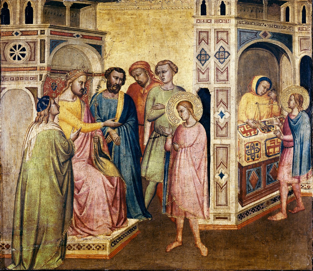 Szent Eligius Clothar király előtt, 1365 körül (tempera fán) alkotó: Taddeo Gaddi