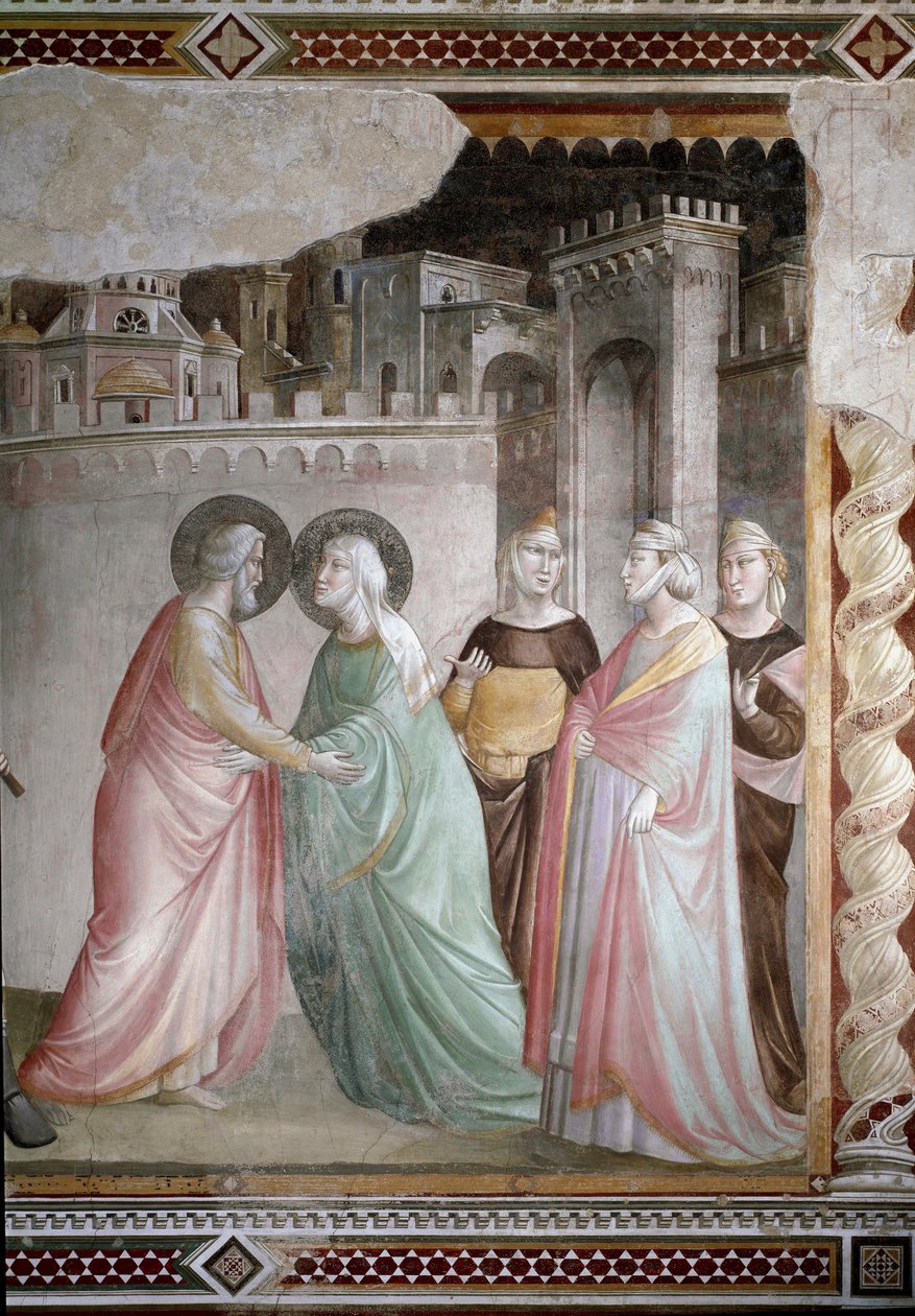 Anne és Joachim találkozása a Doree ajtónál (részlet) - freskó, 1327 körül alkotó: Taddeo Gaddi
