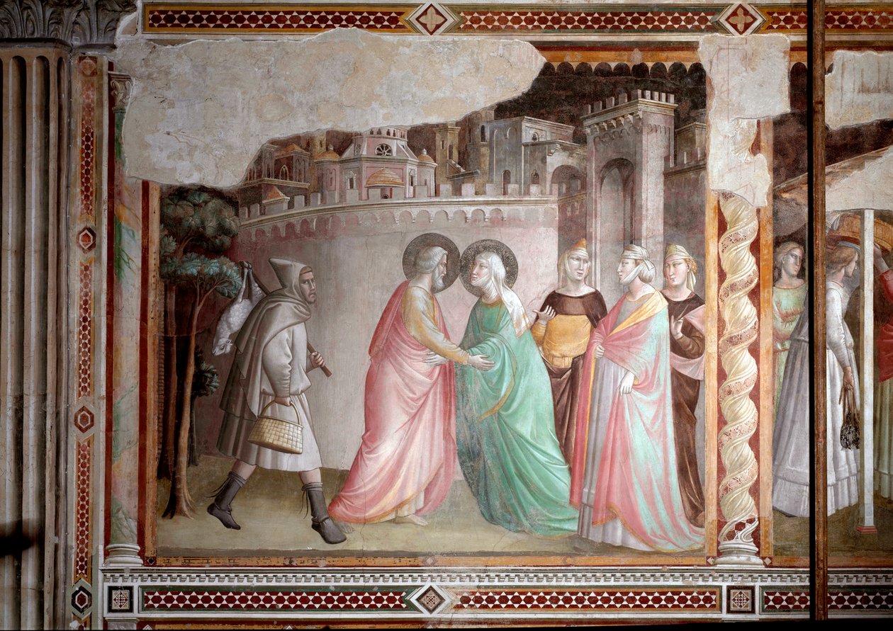 A Szűz élete: Joachim és Anne találkozása az aranykapunál (freskó, 1327 körül) alkotó: Taddeo Gaddi
