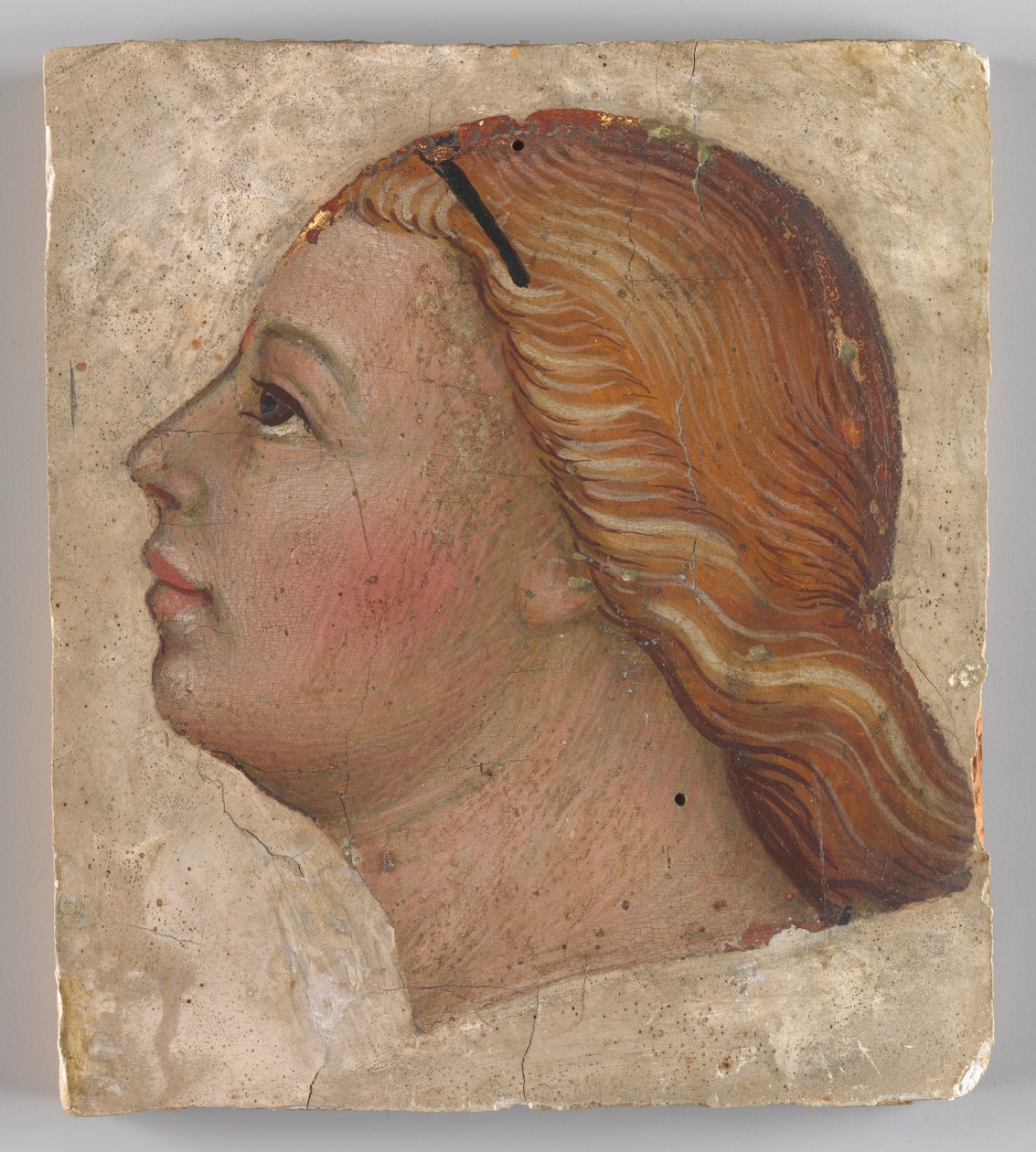 Egy angyal feje bal oldali profilban, kb. 1397. alkotó: Taddeo di Bartolo