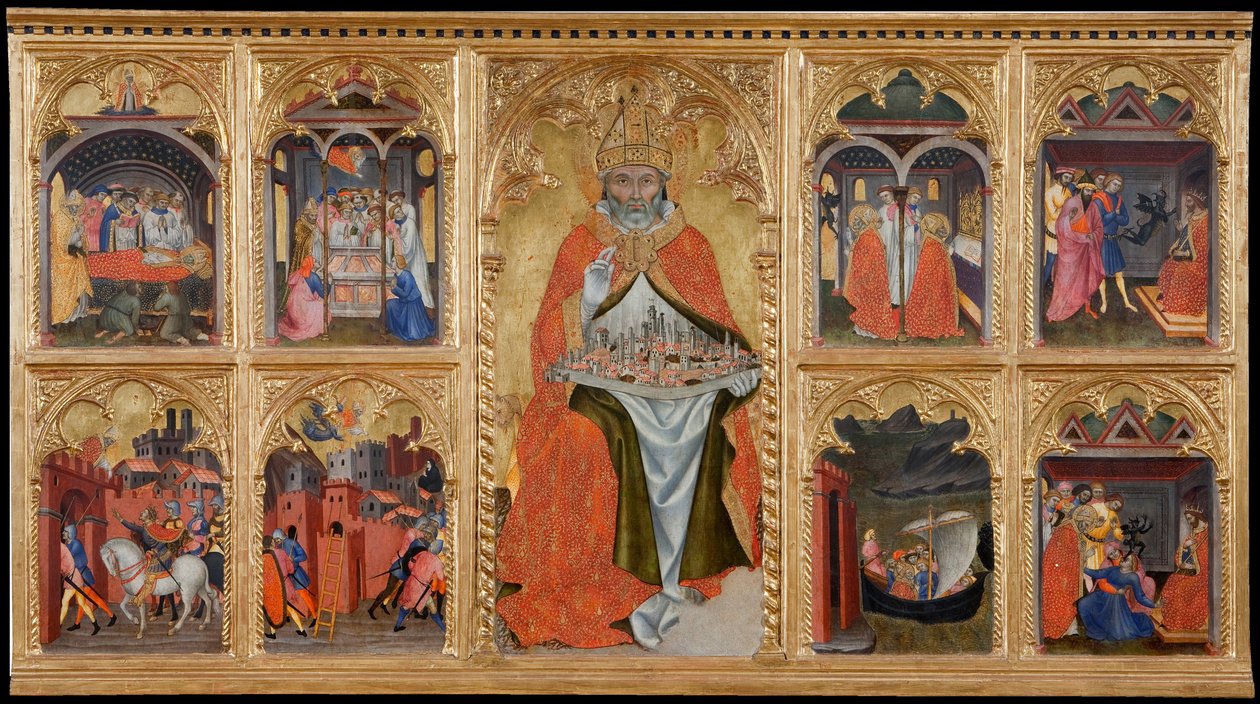 "" San Gimignano tronant "" (Saint Gemien de Modene, 312-397) Tempera sur bois, Taddeo di Bartolo (1362-1422) alkotó: Taddeo di Bartolo