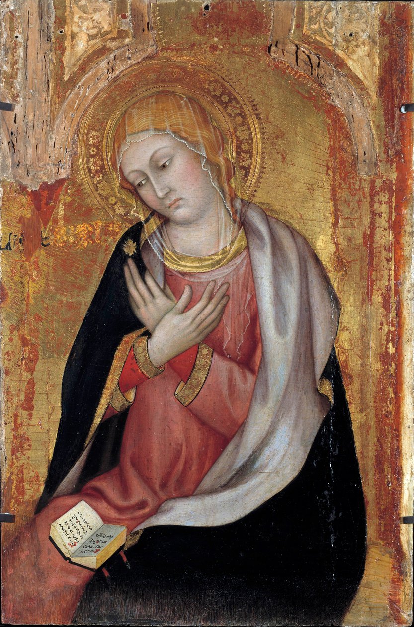 Taddeo di Bartolo Angyali üdvözlet Szűz oltárképe (XV. század eleje). Homályos. 0,77x0,55 m. Avignon, Musee du Petro Palais alkotó: Taddeo di Bartolo