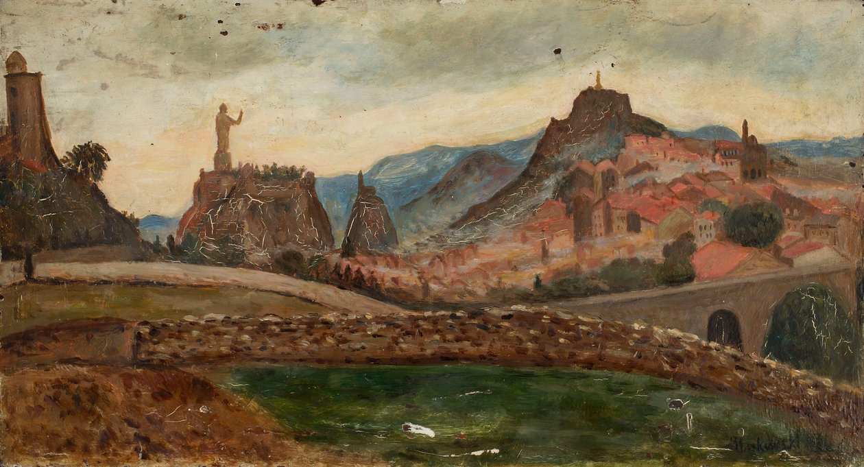 Városka a dombon (Le Puy környéke a Polignac-kastéllyal) alkotó: Tadeusz Makowski