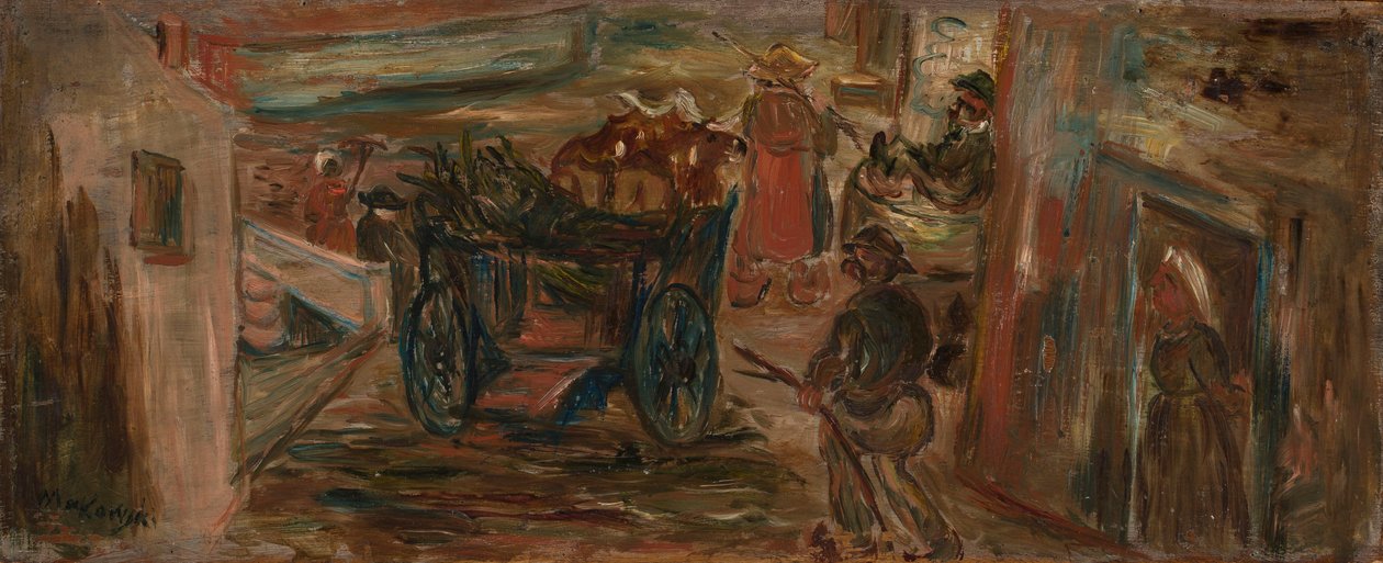 Típusjelenet szekérrel alkotó: Tadeusz Makowski