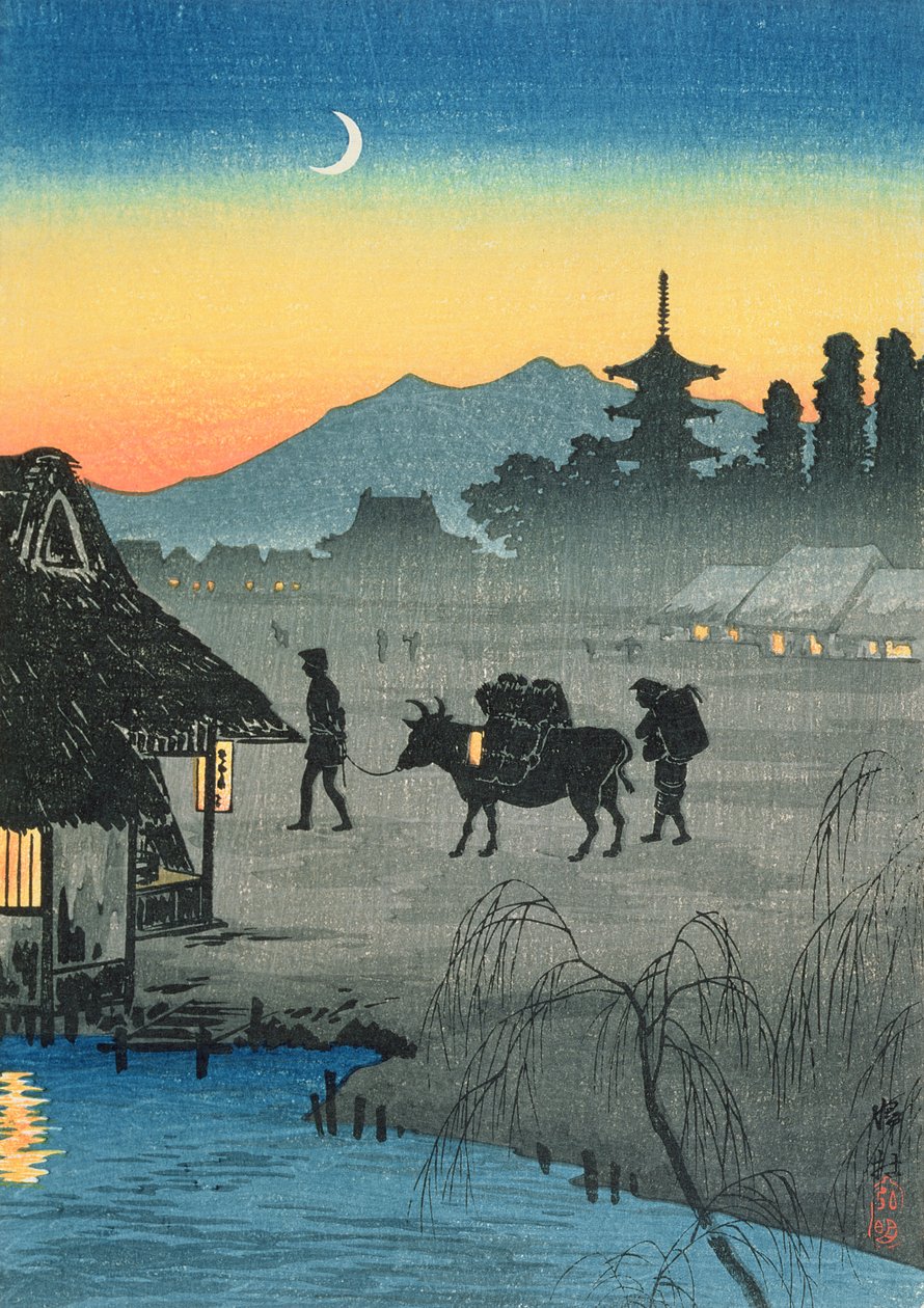 Visszatérés a faluba, 1930-as évek (színes fatömbnyomat) alkotó: Takahashi Hiroaki