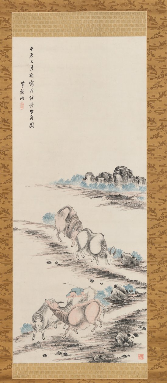 Ökör és pásztorfiú, 1832. alkotó: Takahashi Sohei