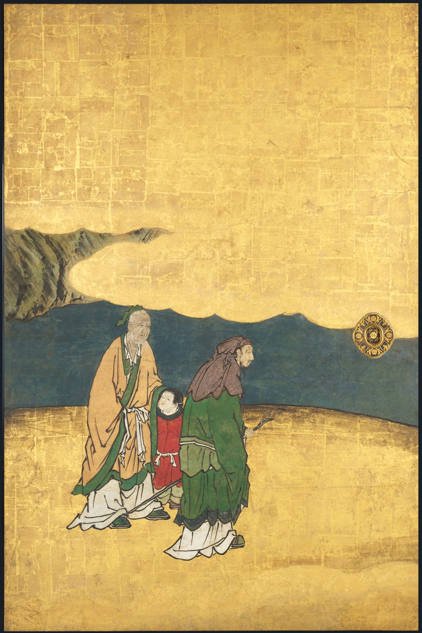 A Game of Go, a Négyestől 17. század eleji teljesítmények (Csúszó képernyő; tinta, szín és arany papíron) alkotó: Takanobu Kano