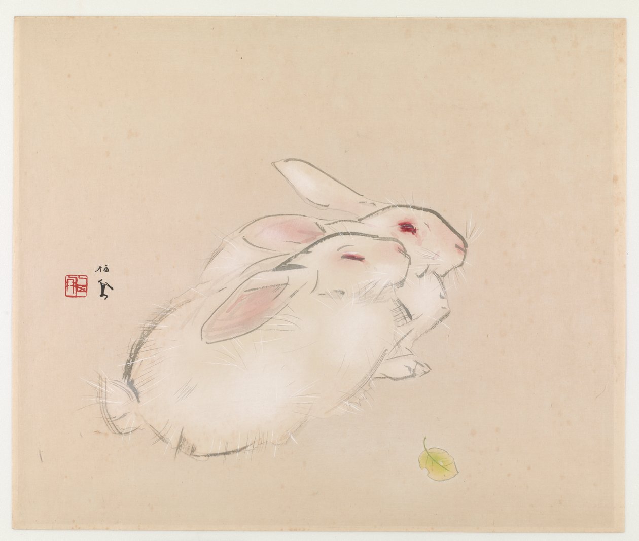 Két nyúl (színes fatömb nyomat) alkotó: Takeuchi Seiho