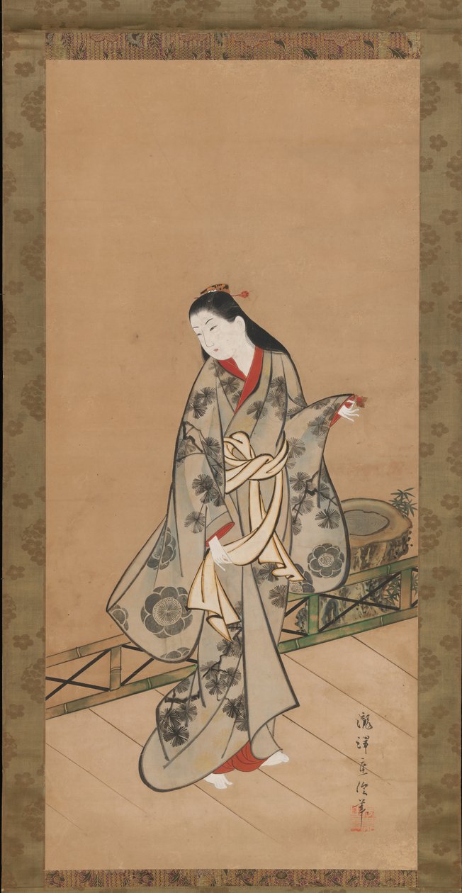 Nő a verandán, kb. 1730. alkotó: Takizawa Shigenobu