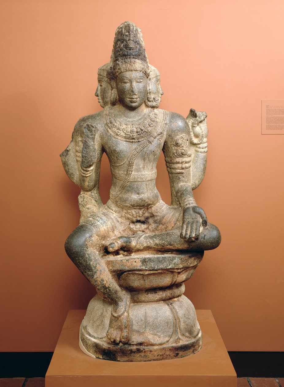 Shiva, mint Mahesha vagy Brahma (gránit gesso-val és vörös pigmenttel) alkotó: Tamil Nadu Tamil Nadu