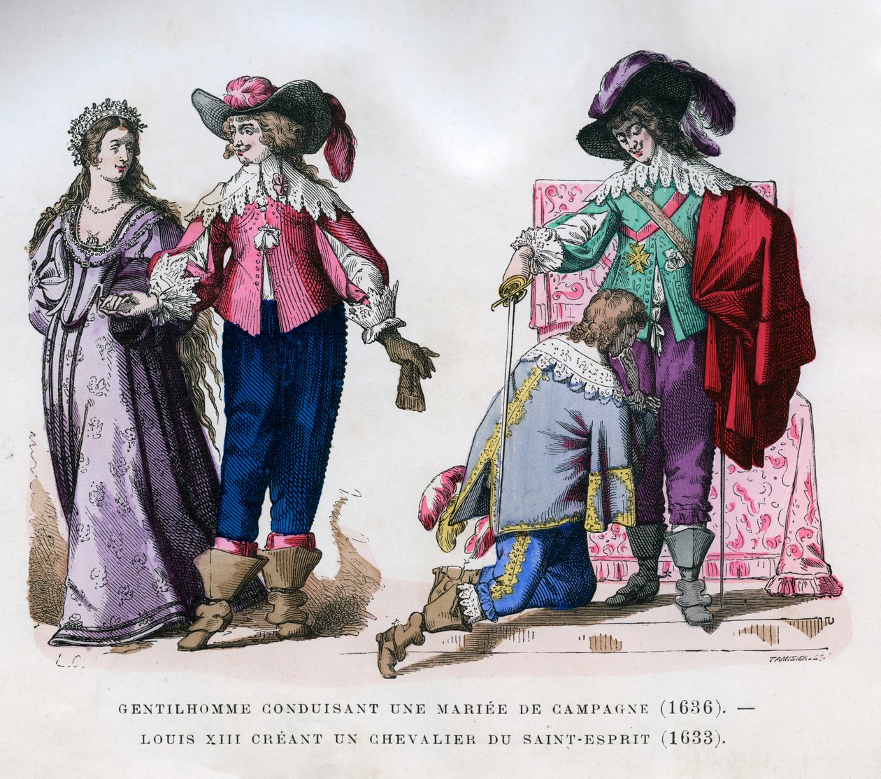 Egy vidéki menyasszonyt vezető úriember, 1636 és XIII. Lajos, aki lovagot alkot, 1633 1882-1884 alkotó: Tamisier