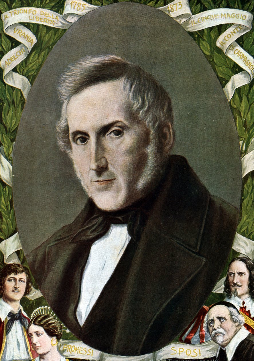 Alessandro Manzoni (1785 - 1873), olasz író portréja Tancredi Scarpelli (1866-1937) illusztrációja Paolo Giudici „Storia d