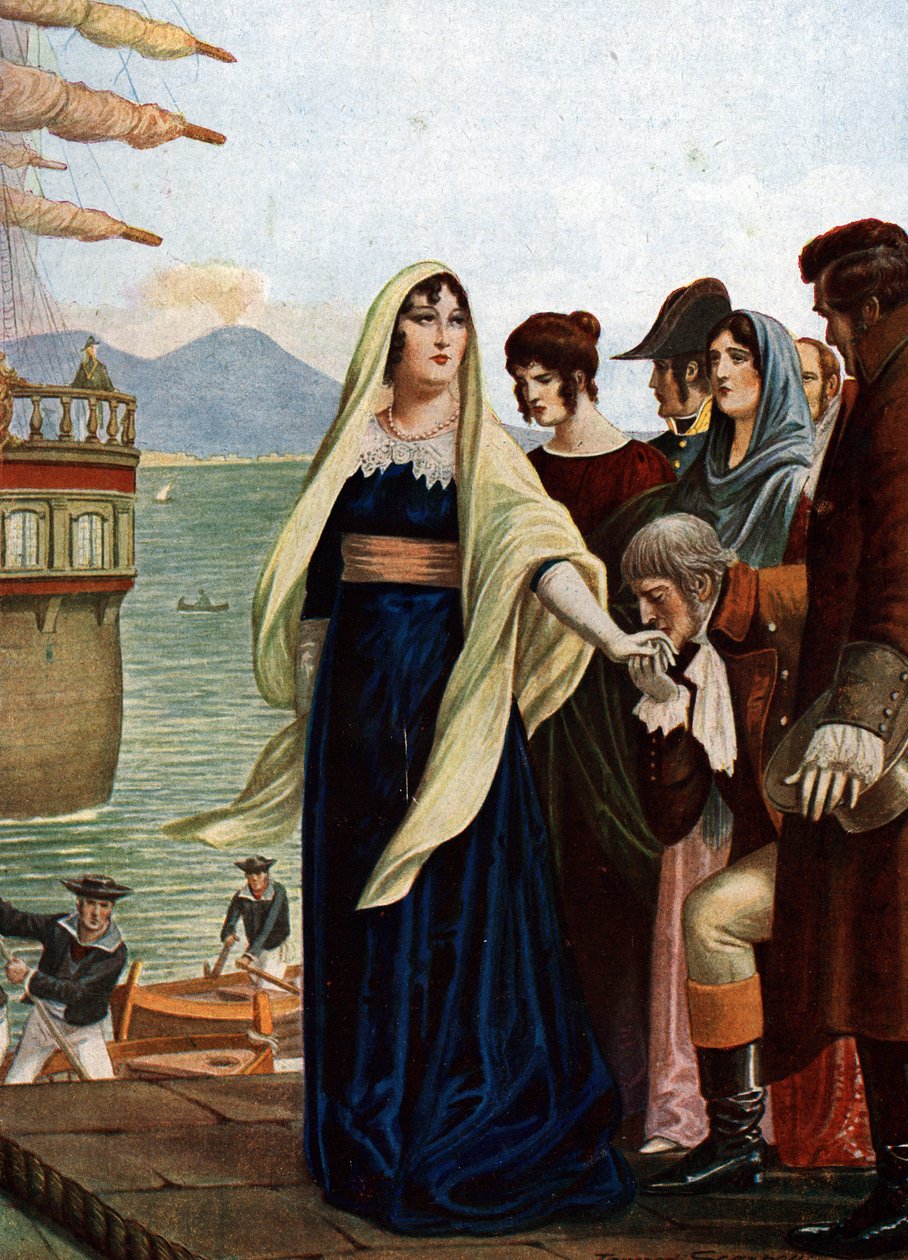 Queen of Naples Marie Caroline (Maria Carolina) of Austria (1752-1814¿fleeing Naples to seek refuge in Sicily at the time of the French occupation   1420669   hu       hungarian Successfully Translated  Original: The Viking (oil on board) Translat: The Vik alkotó: Tancredi Scarpelli
