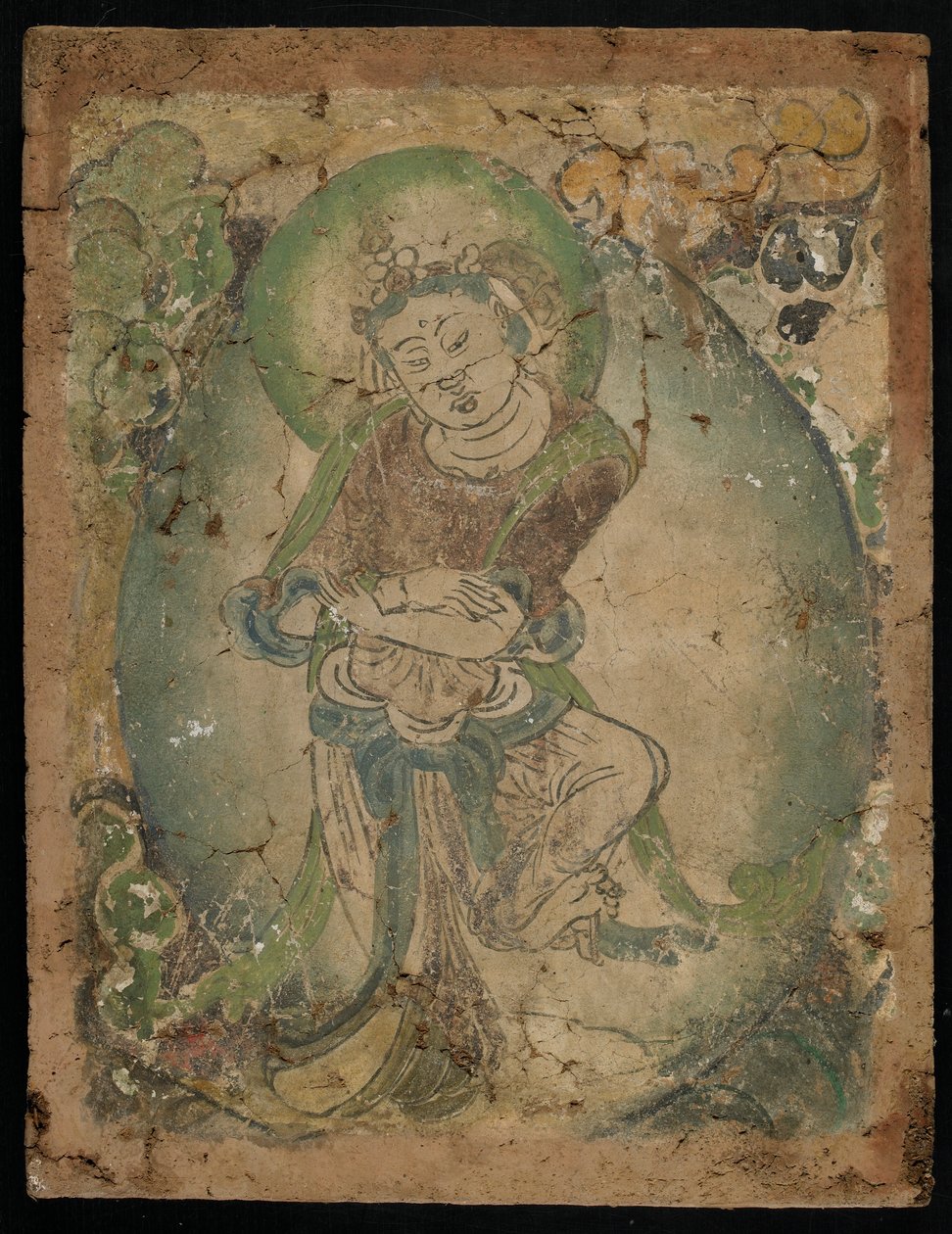 Táncoló figura, Kizil, Hszincsiang tartomány, 600-800 (pigment a stukkón) alkotó: Tang Dynasty Chinese School