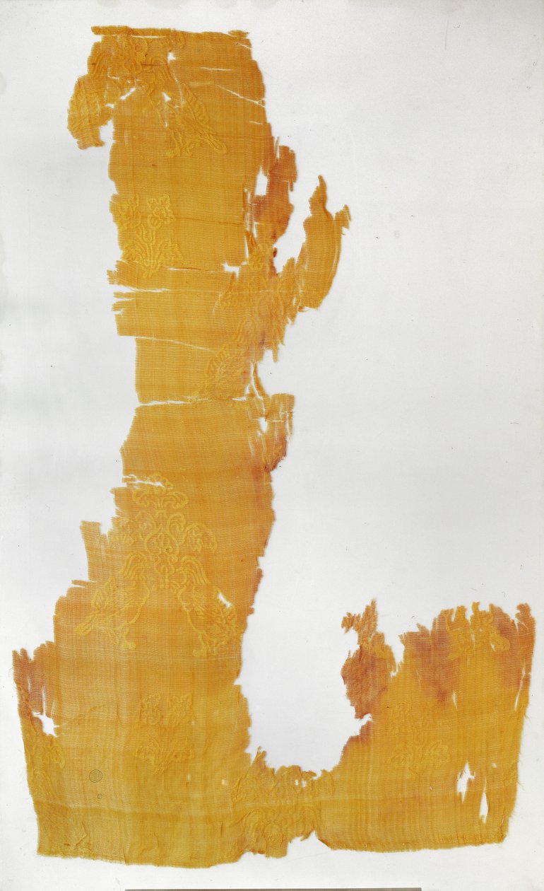 Anyagtöredék virágmotívumokkal és mandarin kacsa mintákkal (selyem géz batik) alkotó: Tang Dynasty Chinese School