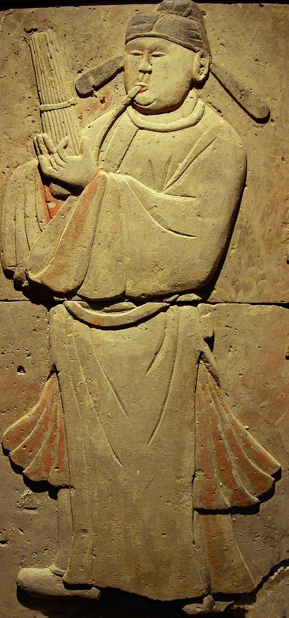 Zenészt ábrázoló sztélé (terrakotta) alkotó: Tang Dynasty Chinese School