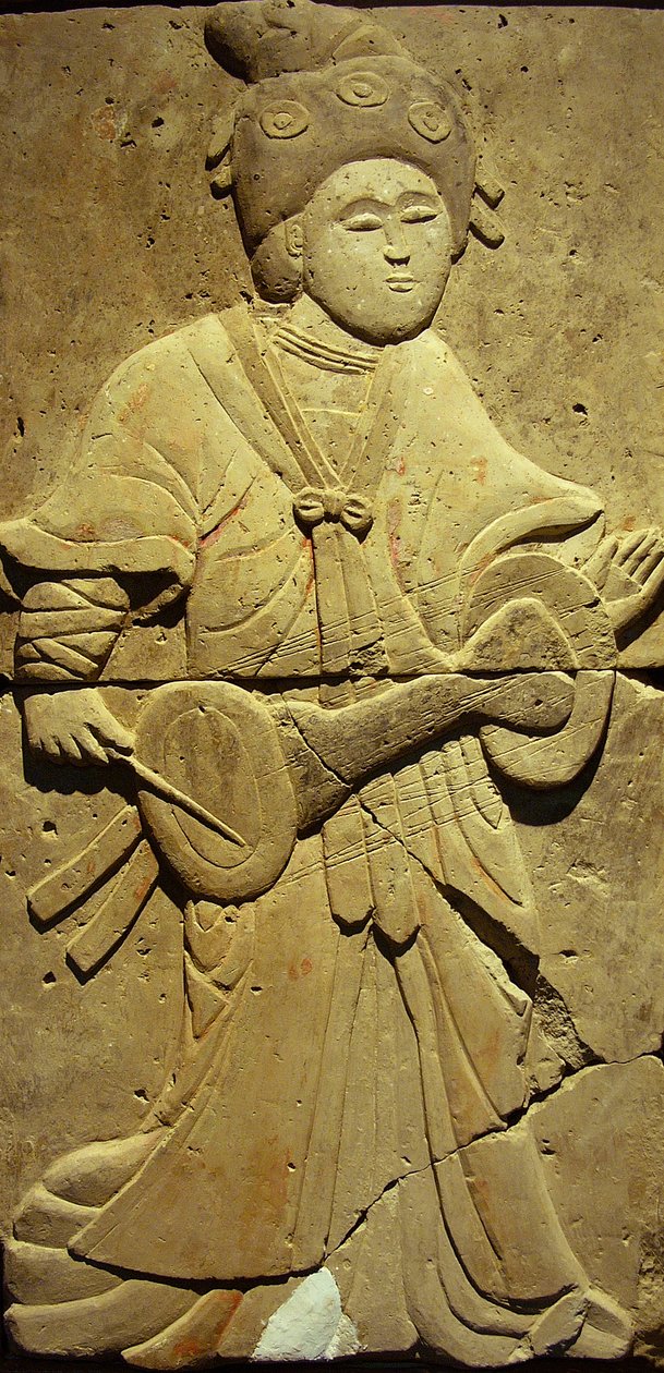 Zenészt ábrázoló sztélé (terrakotta) alkotó: Tang Dynasty Chinese School