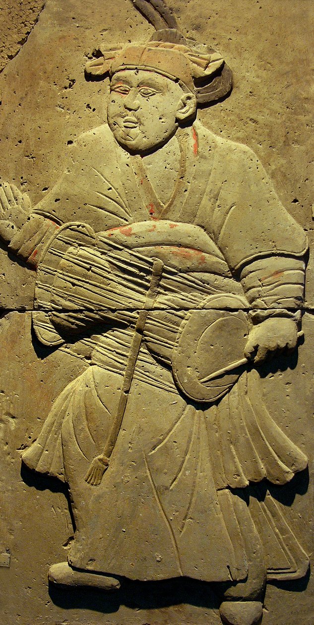 Zenészt ábrázoló sztélé (terrakotta) alkotó: Tang Dynasty Chinese School