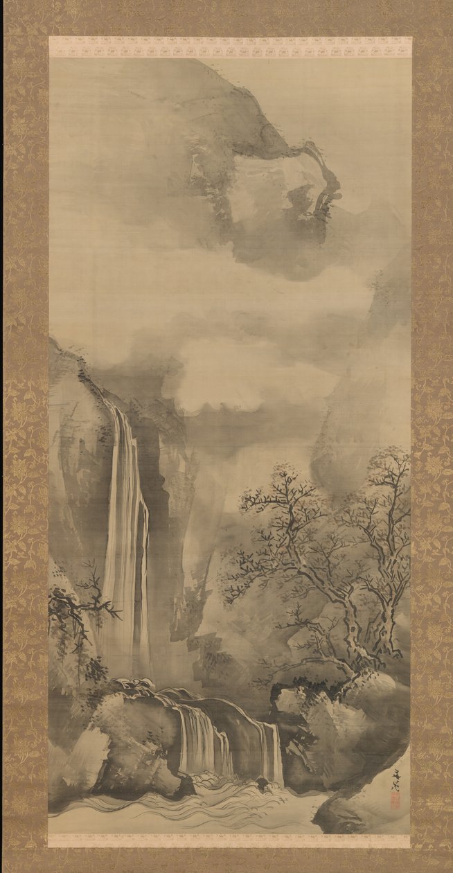 Táj vízeséssel, 1828. alkotó: Tani Buncho