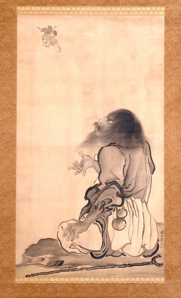 Li Tieguai (tinta és világos szín selyemen) alkotó: Tani Buncho