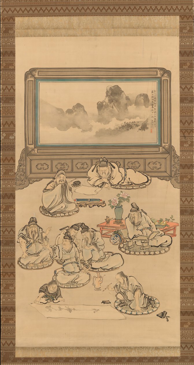 A borkupa nyolc halhatatlanja, 1828. alkotó: Tani Buncho