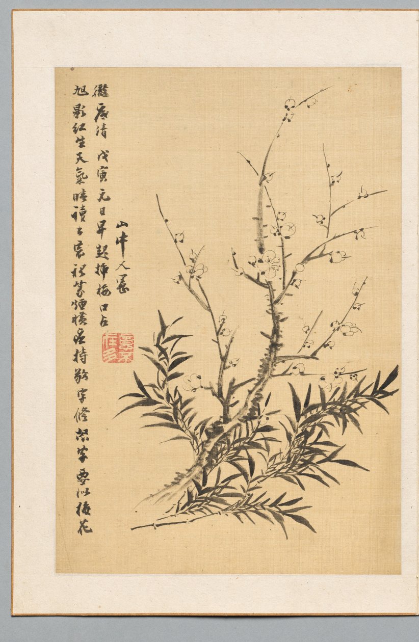 Szilvavirágok és bambusz, 1818. alkotó: Tanomura Chikuden
