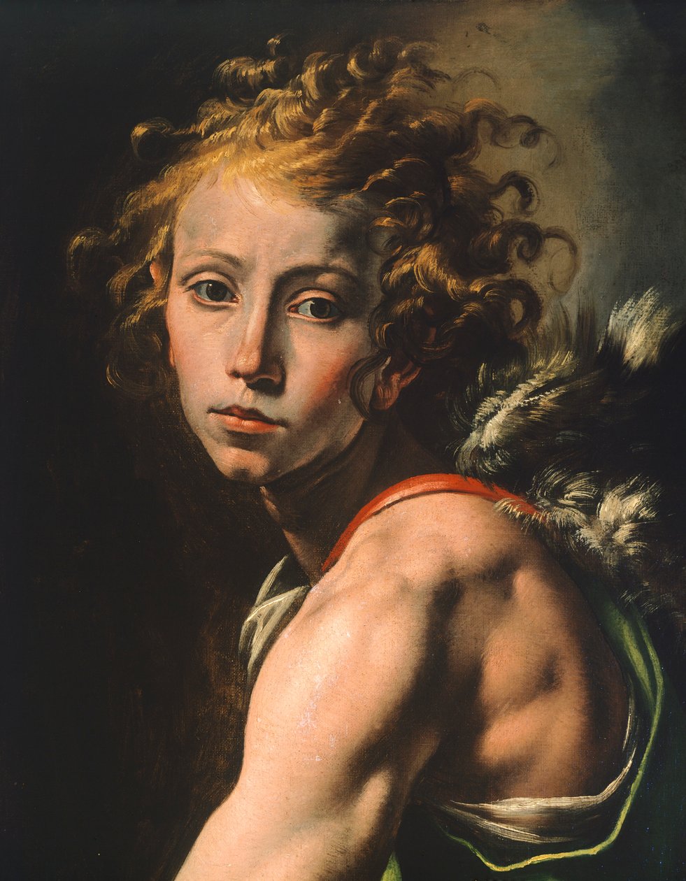Dávid figurája, részlet Dávidtól Góliát fejével, Tanzio da Varallo (1575-1635) alkotó: Tanzio da Varallo