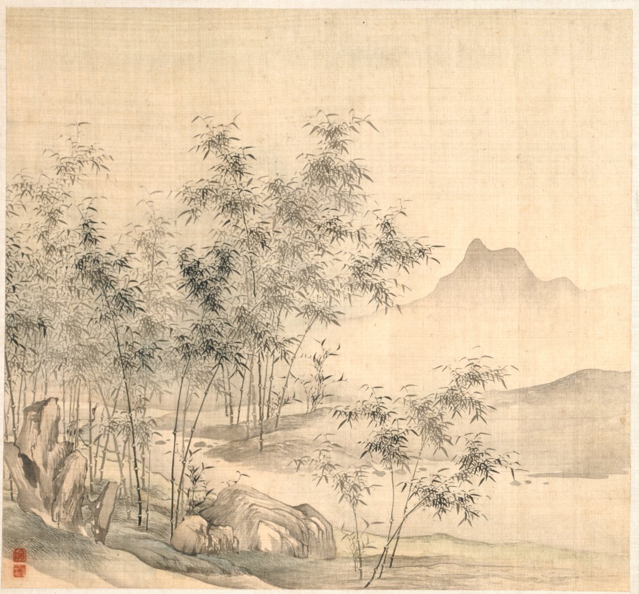 Egy magányos daru a Bamboo Grove-ban, az 1600-as évek elején. alkotó: Tao Hong