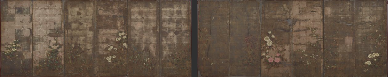 Az évszakok virágai, paravánok (hatpaneles), 1600-1630 (papíron ezüst feletti szín) alkotó: Tawaraya Sotatsu