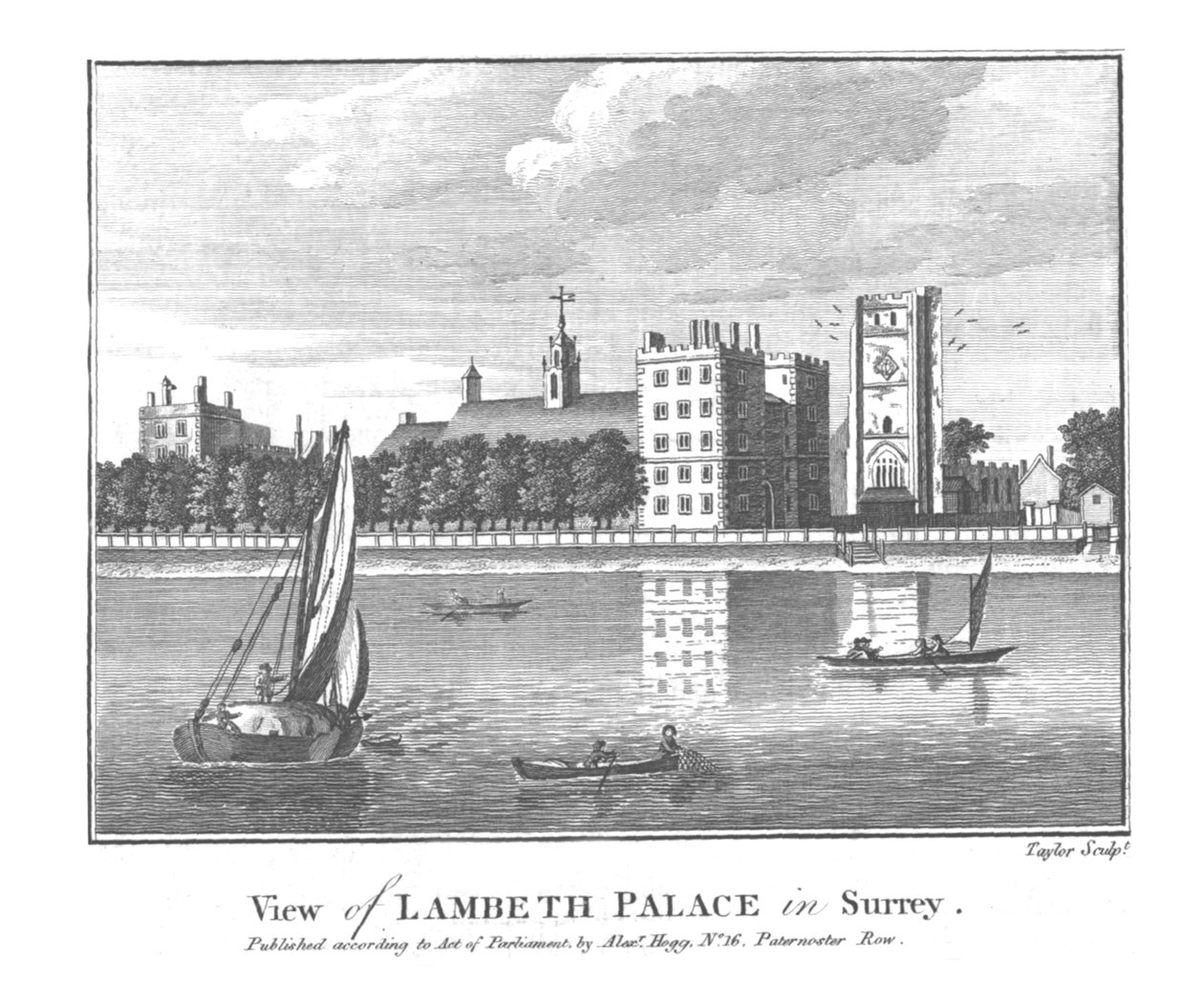 Kilátás a Lambeth-palotára Surreyben., 18. század végén alkotó: Taylor