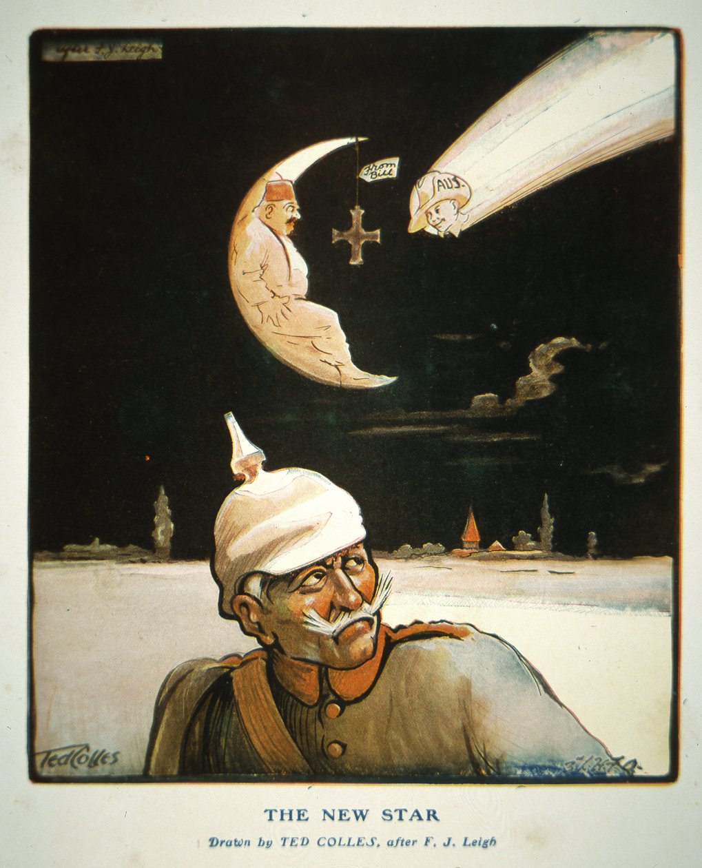 világháborús rajzfilm "The New Star", megjelent a "The Anzac Book"-ban alkotó: Ted Colles