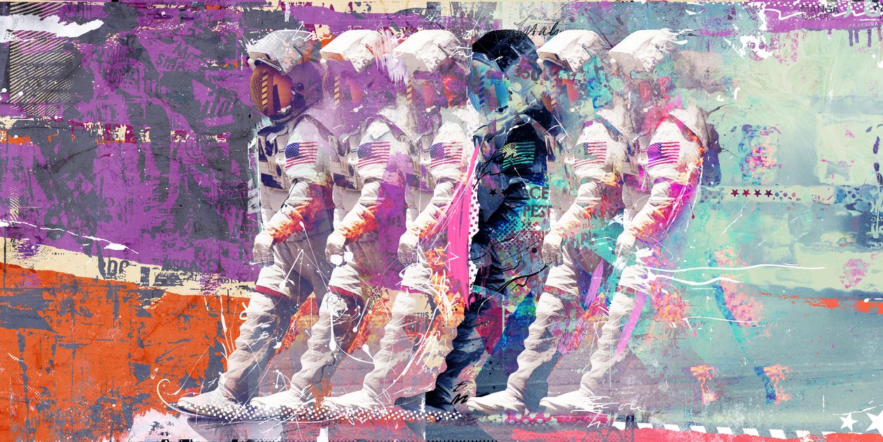 Astronaut Moonwalk, 2015 (vegyes technika, vászon) alkotó: Teis Albers