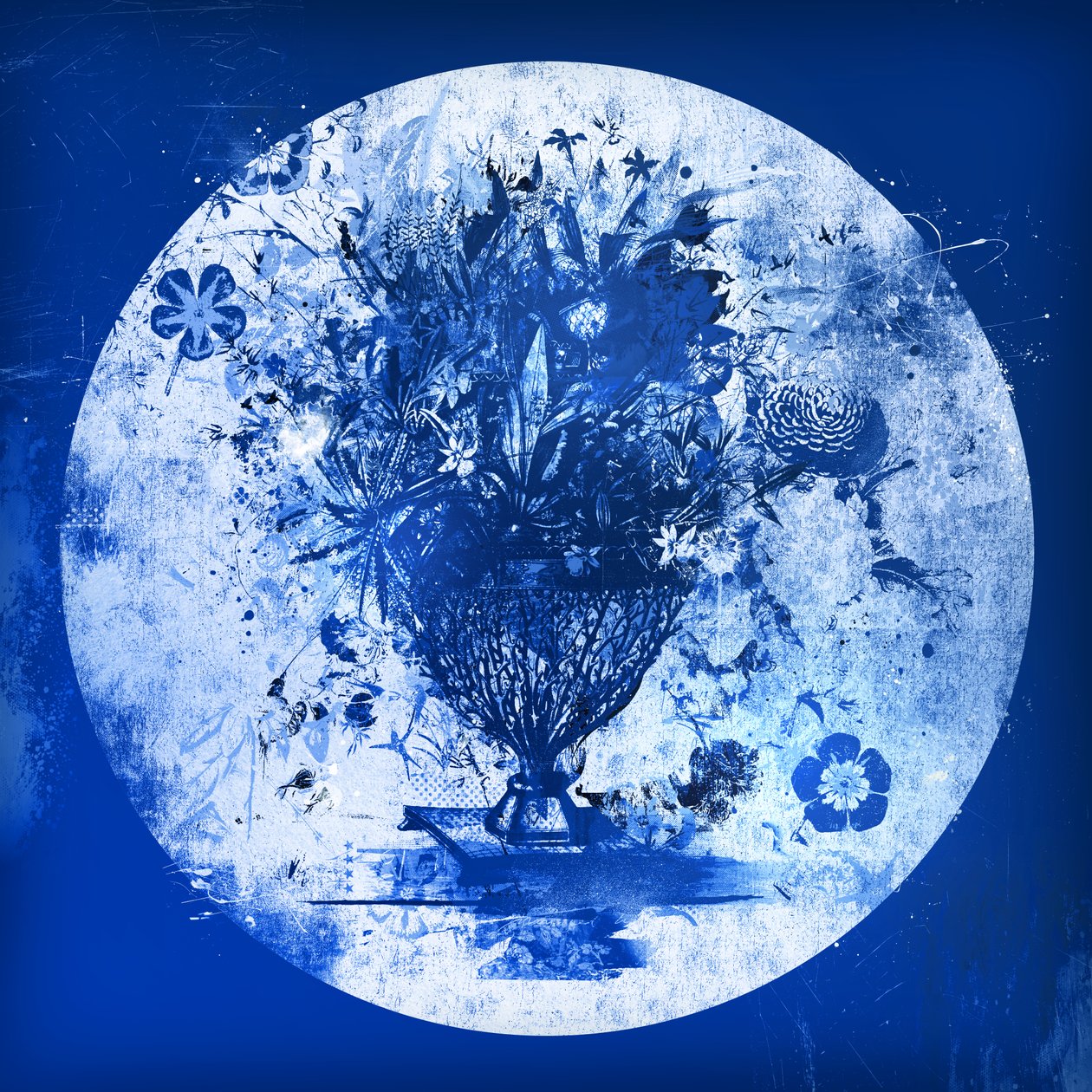 Bouquet in Blue II, 2015 (vegyes technika, vászon) alkotó: Teis Albers