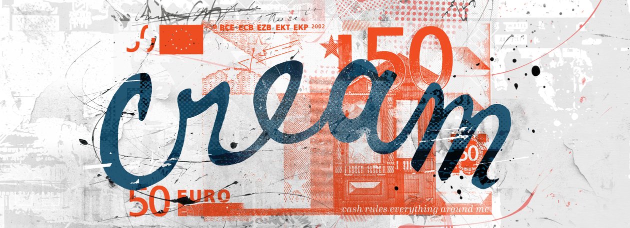 C.R.E.A.M., 2014 (kollázs vászonra) alkotó: Teis Albers