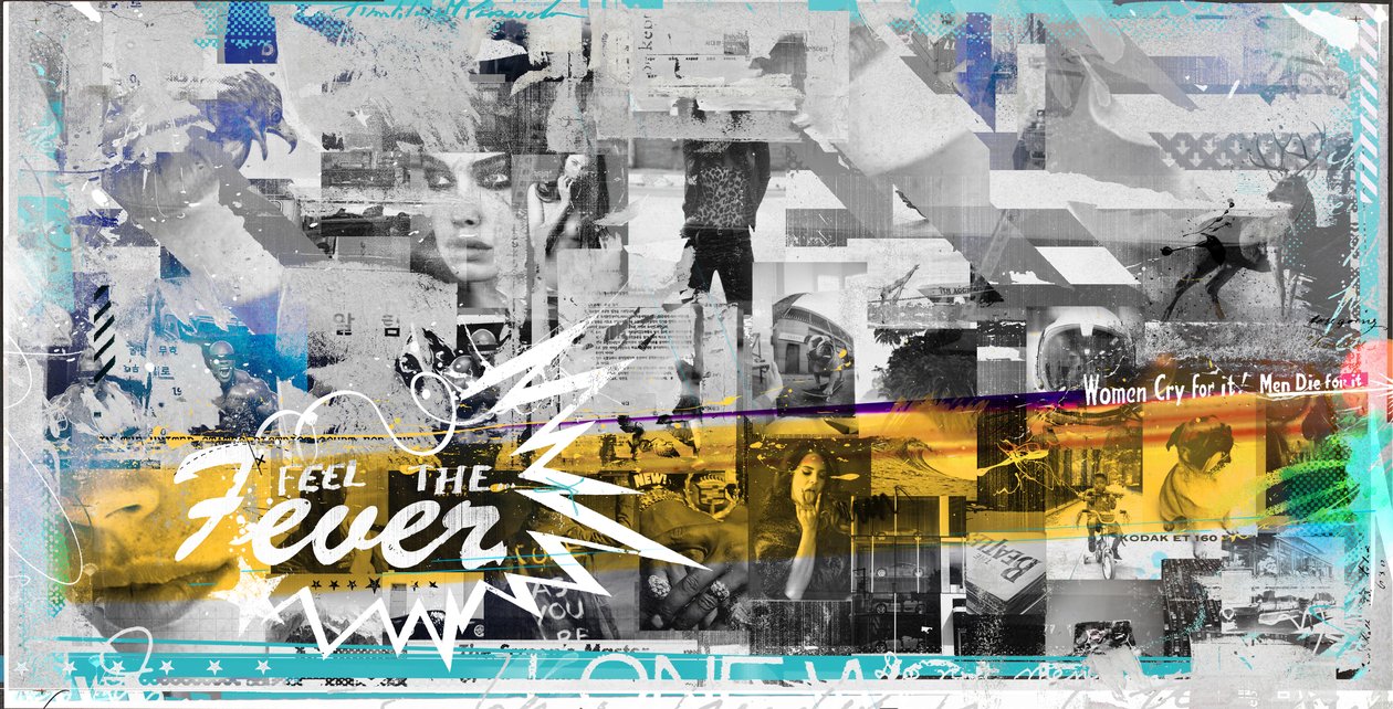 Feel the Fever, 2018 (kollázs vászonra) alkotó: Teis Albers