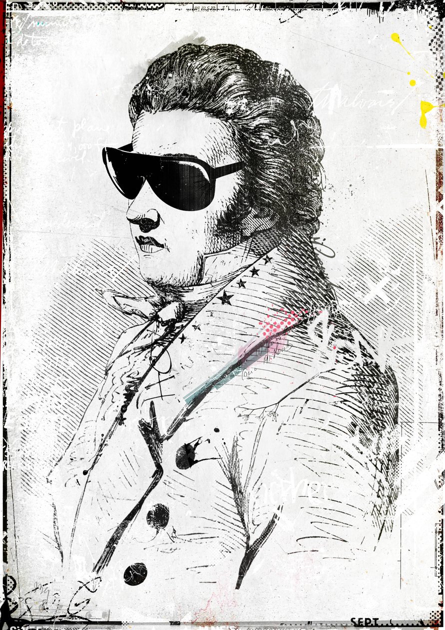 Mr Sunglasses II, 2016 (kollázs vászonra) alkotó: Teis Albers