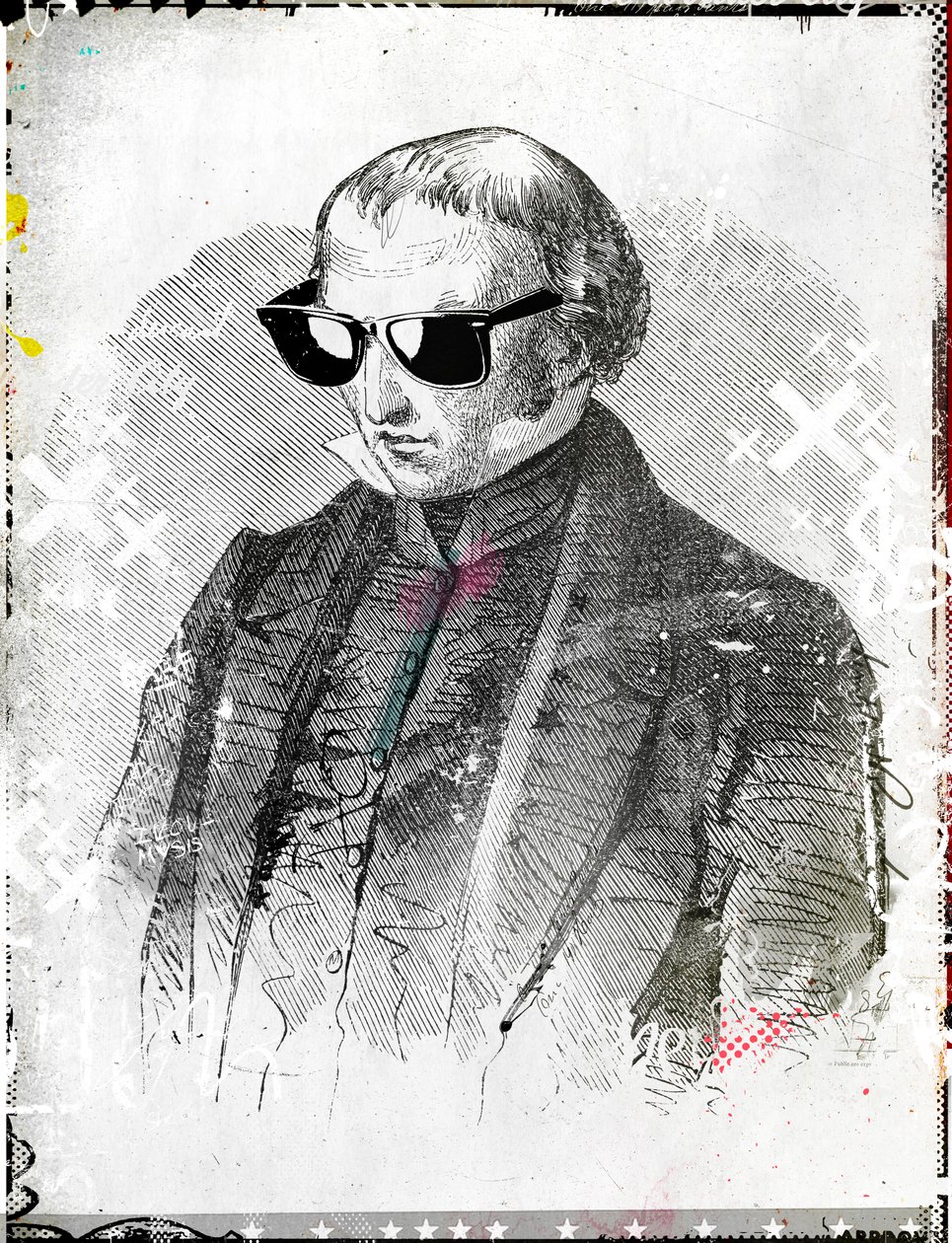 Mr. napszemüveg, 2015 (kollázs, vászon) alkotó: Teis Albers