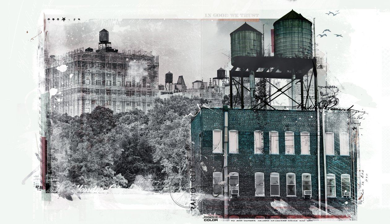 NYC II, 2017 (kollázs, vászon) alkotó: Teis Albers