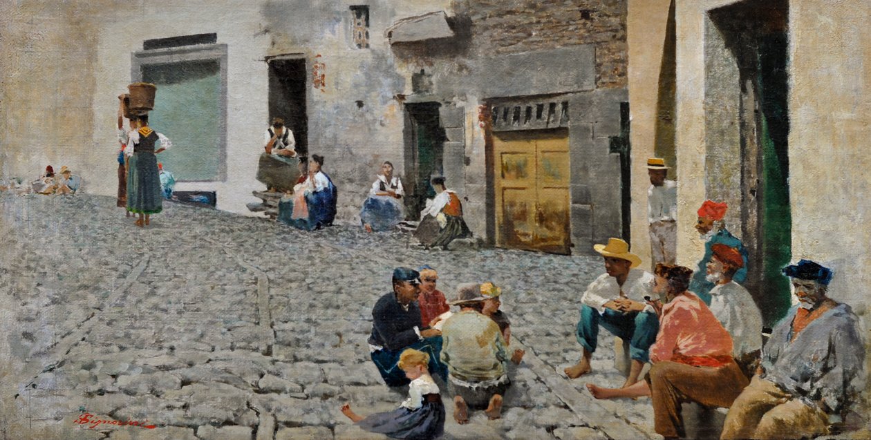 Matrózok Riomaggiore-ban, 1892-93 körül (olaj, vászon) alkotó: Telemaco Signorini
