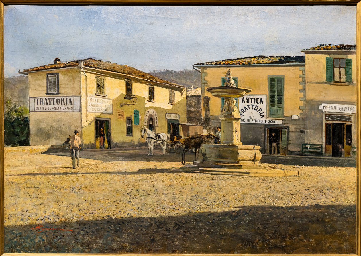 Settignano tér, 1861 körül (olaj, vászon) alkotó: Telemaco Signorini