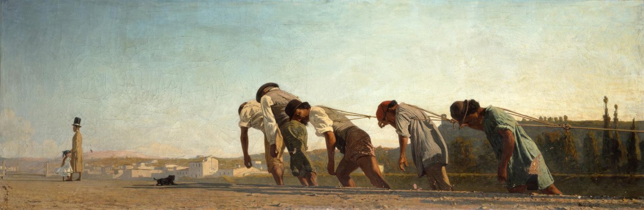 T.Signorini, A vontatóút / Festmény, 1864/65 alkotó: Telemaco Signorini