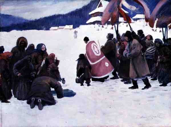 A víz áldása (akvarell és gouache a fedélzeten) alkotó: Teodor Axentowicz