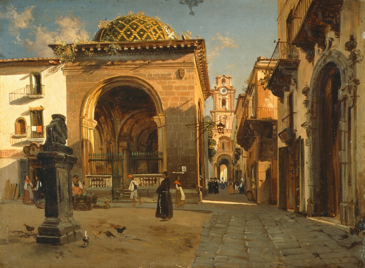 A Sedil Dominova Loggia Sorrentóban, Teodoro Duclere, olaj, vászon alkotó: Teodoro Duclere