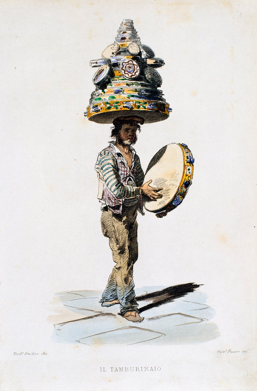 A Tambourine Man, Giovanni Fusaro (1803-1894) metszetét Teodoro Duclere (1816-1867) rajzából. Olaszország alkotó: Teodoro Duclere