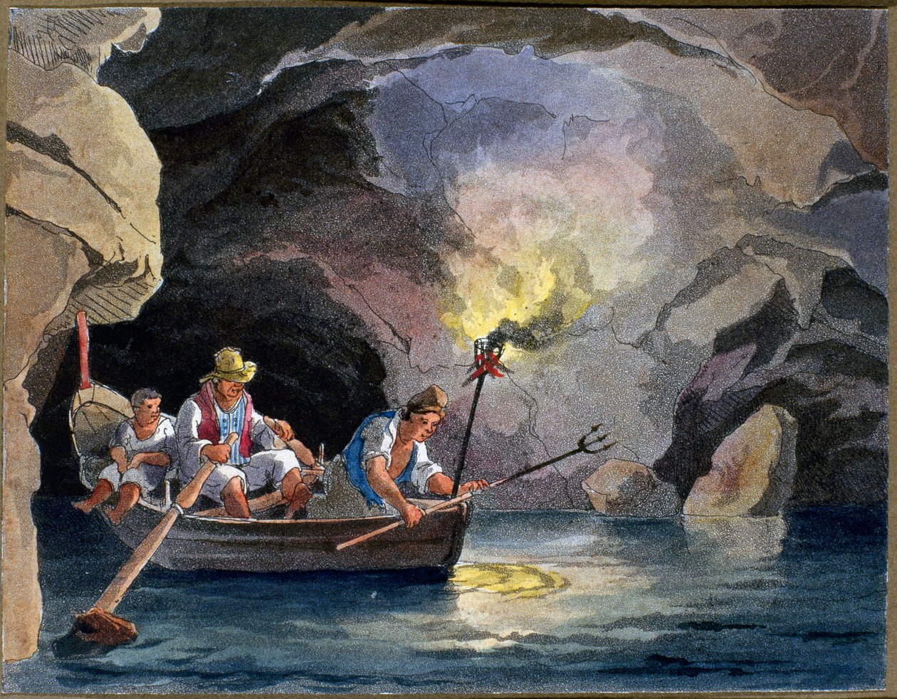 Éjszakai horgászat, 1830 körül (akvatinta) alkotó: Teodoro Guglielmo Witting