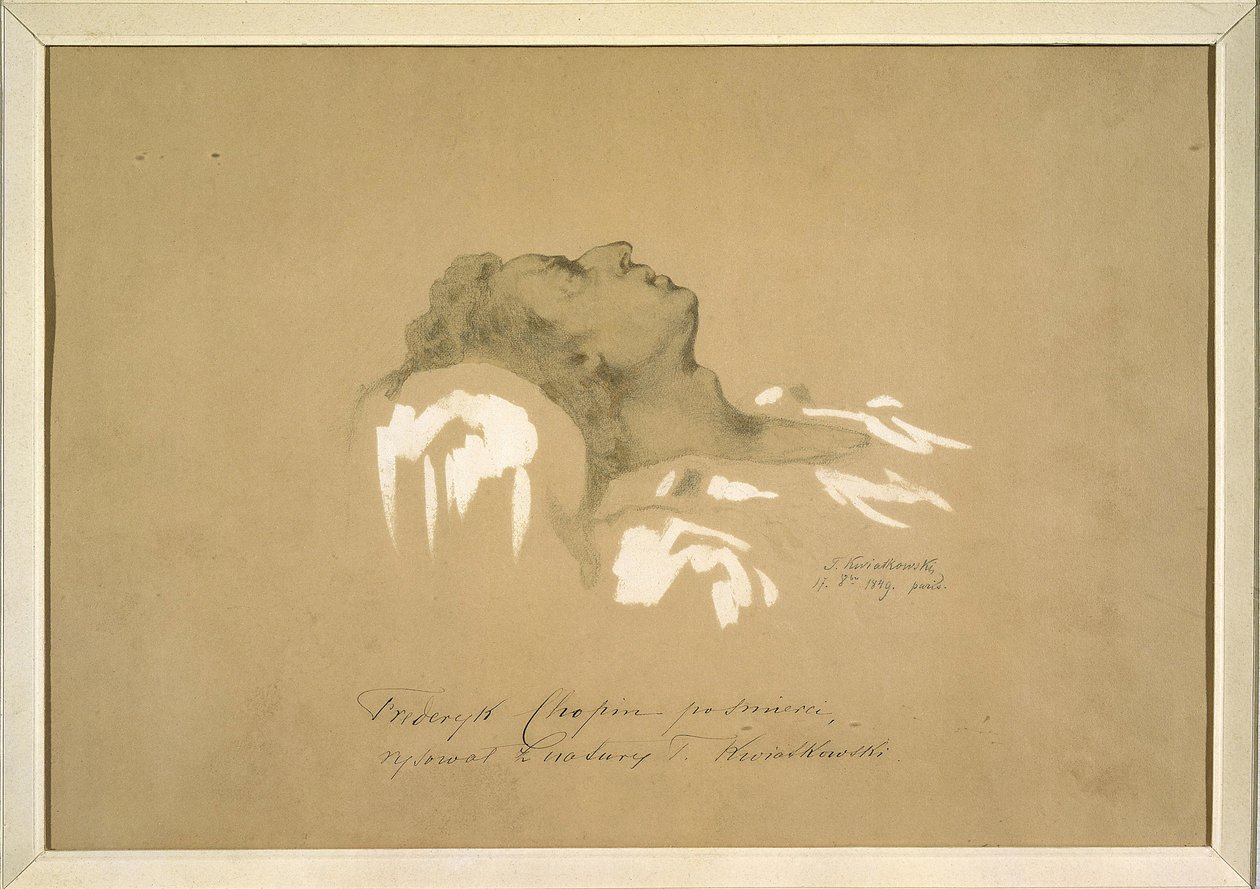 Frederic Chopin (1810-1849) Kwiatkowski, Teofil (1809-1891) halálos ágyában. Tinta, gouache, grafit papíron alkotó: Teofil Kwiatkowski