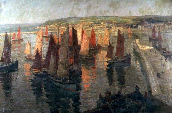 Vörös és arany, Brixham (olaj, vászon) alkotó: Terrick Williams