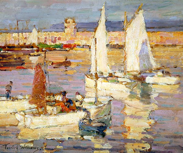 A kikötő, Mevagissey, Cornwall (olaj a fedélzeten) alkotó: Terrick Williams