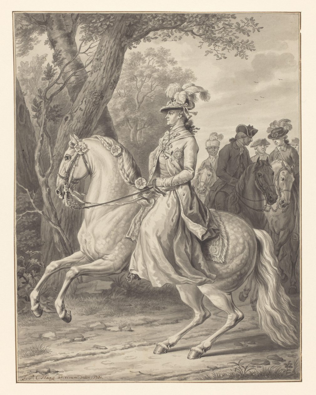 Porosz Vilmos, Orange-Nassau hercegnője lóháton alkotó: Tethart Philip Christian Haag (signed by artist)